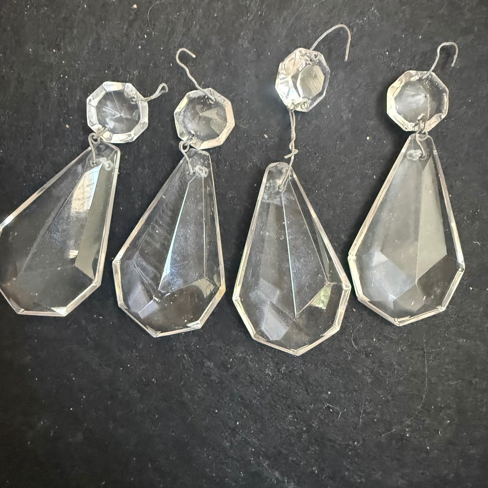Unbranded Chandelier Prisms Clear Vintage Glass Teardrop 4pc Set Home Decor